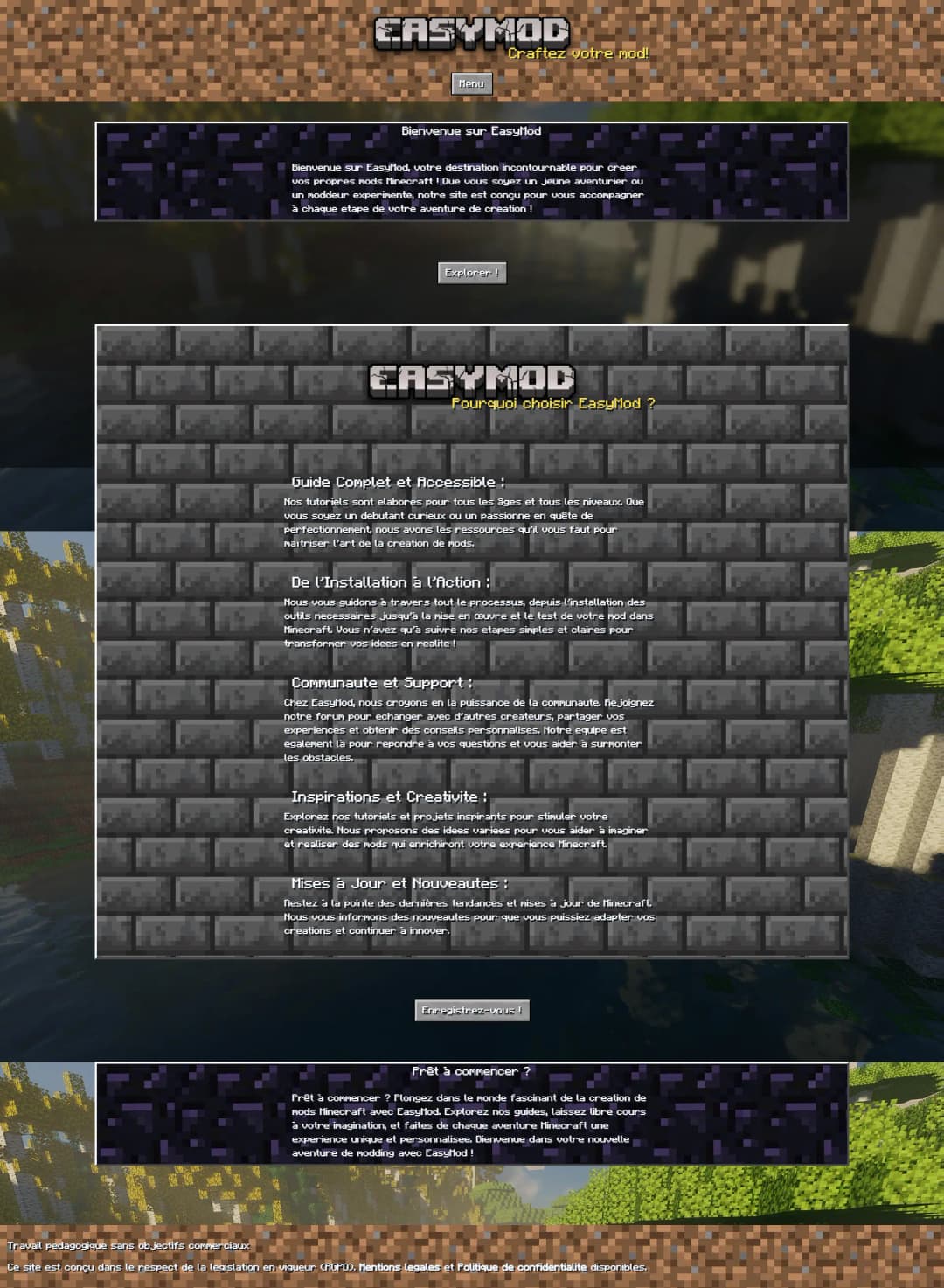 Capture d'écran du projet Easymod : OpenClassroom pour minecraft